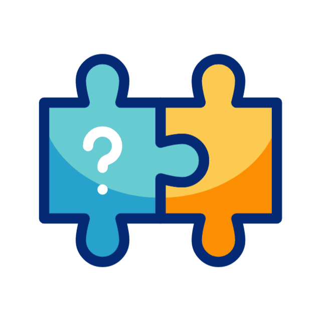 Puzzle pieces with a question mark icon gif