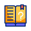Open book with question mark icon